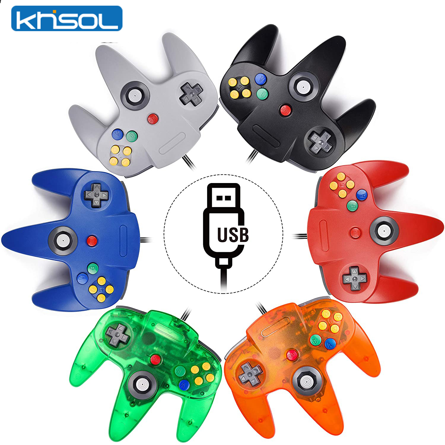 Retro Game Controller Usb - N64 controlador clássico usb com fio